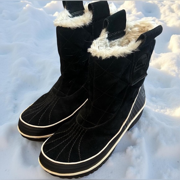 Sorel Shoes - SOREL BLACK SUEDE FLEECE LINED WOMEN'S WINTER BOOTS 9.5